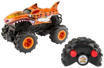 Hot Wheels Monster Trucks Remote Control Car, HW Tiger Shark in 1:24 Scale, All-Terrain Capabilities