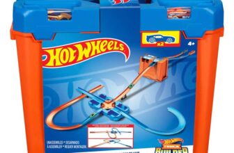 Hot Wheels Track Builder Deluxe Stunt Box, Over 5 metres Track Builder System, Head-to-Head Stunt Tracks with Dual Launchers, Inc 2 Toy Cars