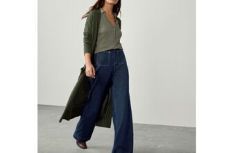 Indigo Blue N Premium High Rise Patch Pocket Comfort Stretch Wide Leg Jeans