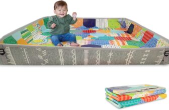 Infantino Foldable Soft Foam Play Mat, Baby Play Mat for Tummy Time & Floor Play, Lightweight, Easy to Store, Wipeable, Multi-coloured