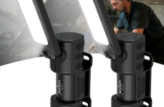 Inspection Lamp 2000 Lumen 2 Pack Rechargeable LED Work Light with Magnetic and Foldable 180 Rotating Stand and Magnetic Torch for Maintenance Work Night Walking Camping Emergency