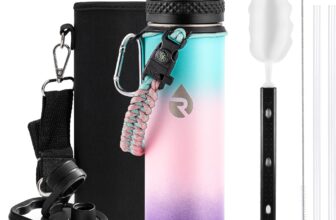 Insulated Stainless Steel Water Bottle with Straw & Spout Lids, 590 ml Leak Proof Metal Water Flask Jug for Sports and Travel, BPA-Free, Keeps Cold for 48 Hrs, Hot for 24 Hrs