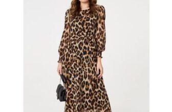Izabel London Brown Animal Print Maxi Dress