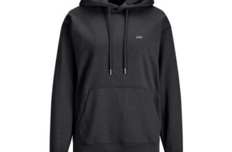 JJXX Womens Jxabbie RLX Hooded Sweatshirt, Black/White Logo, XS