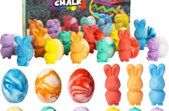 JOYIN 24 Pcs Easter Sidewalk Chalk Set, Easter Eggs Bunny Chicken Gifts for Boys Girls Kids Toddlers for Basket Stuffers Fillers Party Favors