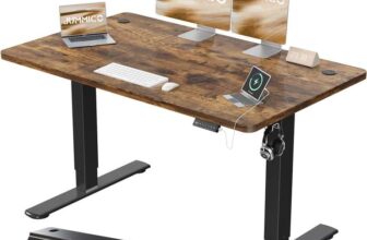 JUMMICO 120x60cm Electric Standing Desk with USB Charging – Rustic Brown
