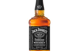 Jack Daniels Tennessee Whiskey, 1 L Authentic American Spirit Smooth & Balanced 40% ABV