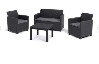 Keter Marie 4 Seater Rattan Effect Garden Sofa Set – Grey