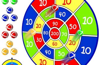 Kids Double Sided Dart Board with 12 Sticky Ball Toys, Indoor Outdoor Games And Birthday Party, Suitable For 3 4 5 6 7 8 9 10 11 12 Year Old Boys And Girls25.5in/65cm