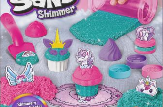 Kinetic Sand Shimmer, Unicorn Bake Shoppe Playset, 453g of Kinetic Sand (Shimmer Teal and Pink Neon), 8 Unicorn Tools, Sensory Toys for Kids Aged 3 and up