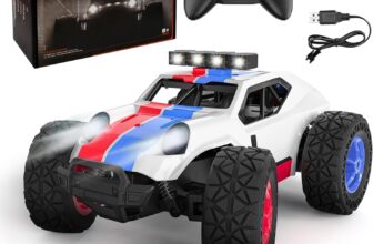 Kizeefun 2.4Ghz 1/20 RC Car Off-Road Vehicle 20km/h, 2 Batteries, 50min Playtime, LED Headlight, Blue and White, Boys 4