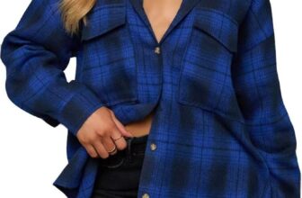 LACOZY Womens Flannel Checked Shirts Long Sleeve Oversized Buffalo Plaid Shirt Collar Button Down Blouses Tops