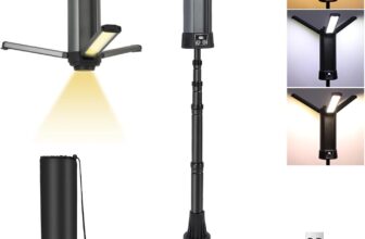 LED Work Light with Magnetic Stand 800-2000LM 3 Colour Temperatures 3-Sided Head Digital Display Rechargeable Rotating Work Light Camping Light with Removable Tripod, Hook