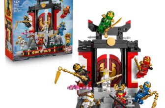 LEGO 71866 NINJAGO Ninja Character Display 15th Anniversary – Monastery Gate Model Kit w/ 8 Collectible Minifigures & Swords