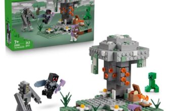 LEGO Minecraft The Pale Garden Toy – Miniature Biome w/Creaking Minifigure & Mothman, Creeper & Skeleton Mobs Figures – 21586