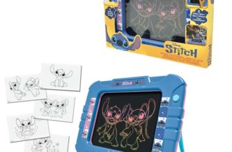LEXIBOOK, Disney Stitch, Electronic Slate toy, Neon Light Effect, 8 Colorful Light Effects, 6 Included Models