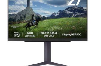 LG 27GS85Q-B 27 LG UltraGear QHD Nano Gaming Monitor, IPS 180Hz (O/C 200Hz), 1ms (GtG), Black With BLC/HSD/EPP