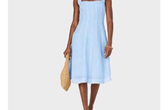 Ladies FC Long Linen Mix Dress Blue