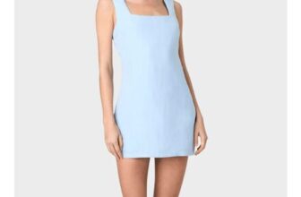 Ladies Linen Mix Dress Blue