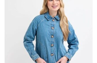 Ladies Striped Denim Jacket