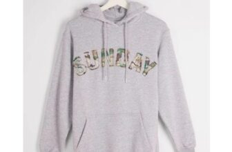 Ladies Sunday Camo Slogan Hoodie Grey
