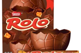 Large Chocolate Easter Eggs (Rolo 202g / Bounty 177g/ Milky Way 163g/ Yorkie 196g/ Celebrations 189g/ Rowntrees Fruit Pastilles 198g)