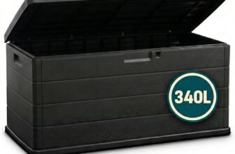 Large Garden Storage Box 340L Plastic Outdoor Cushion Storage Chest with Lockable Lid Water Resistant Deck Box for Parcels, Tools & Toys, Grey