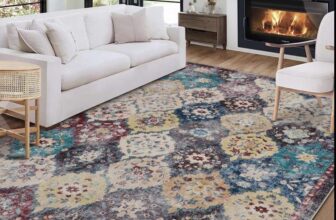 Large Washable Rug for Living Room Vintage Abstract Soft Carpet Non-Slip – Multicolour 200x290cm