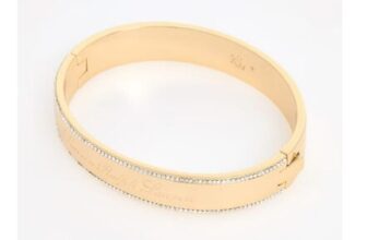 Lauren Ralph Lauren Gold Tone Script Logo Bangle