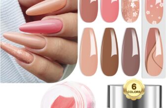 Lavender Violets 14g x 6 Dip Powder French Nail Colors Nude Pink Cream Beige Latte Stars Shine Nail Art Manicure Large Capacity Dipping Powder Glitter Nail Powder J204