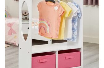 Liberty House Toys Kids Wooden Dress up Unit Pink Fabric Boxes