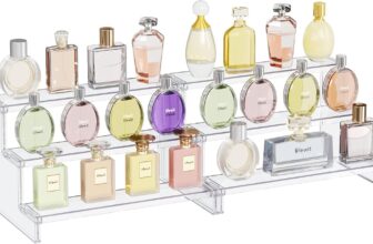 Lifewit 3 Tier Clear Display Risers Stand, 12 Inch Plastic Display Shelves,Organizer for Figures, Cupcake, Perfume, Dessert, Desktop Display Stand for Organize and Decoration, 2pack