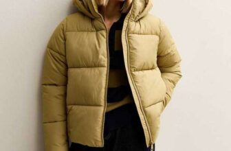 Light Khaki Hooded Cropped Puffer Jacket – size 8 (More colours & sizes in description – higher priced)