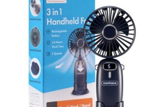 Lightning Deal-VonHaus Handheld Fan, Mini Portable USB Rechargeable