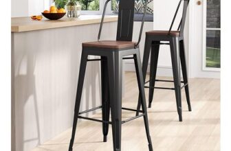 Livingandhome 4 PCS Vintage Metal Bar Stools