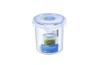 Lock & Lock HPL932D round Storage Container, Clear/Blue, 700ml
