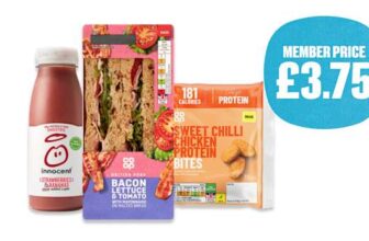 Lunch Meal Deal – Main Side Drink – Member Price/Non Members £4.10 – Selected stores