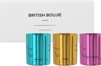 Luxury Candle Gift Set – Soho Malibu English Rose – Luxury Scented Candles in Box – Luxurious Fragrance with Long Burn time – 3 x 80gm Natural Wax – Scented Candle Gifts for Women & Men