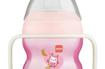 MAM Starter Cup with Glow-in-the-Dark Handles, 150ml, 4 Months, Pink