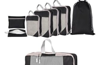 MEUVO 8-Piece Compression Packing Cubes with Laundry Bag, Black