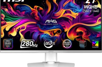 MSI MAG 272QPW QD-OLED X28 27-Inch WQHD, Gaming Monitor, 2560×1440 Quantum Dot OLED Panel, 280Hz, 0.03ms, DisplayHDR True Black 400