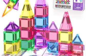 Magnetic Tiles Mini Travel Set for Kids, Magnetic Blocks Building Toys Preschool Classroom Must Haves, Montessori Education STEM Sensory Outdoor Toys for Toddlers 3 Year Old Girls Boys Birthday Gift