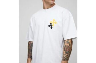 Man Oversized Boxy Embroidered Cross T-Shirt