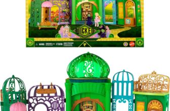 Mattel Universal Pictures Wicked Emerald City Playset with Glinda & Elphaba Small Dolls, 5 Play Spaces & 15 Accessories, Inspired by the Movie, JFM22