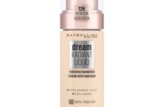 Maybelline Foundation, Dream Radiant Liquid Hydrating Foundation with Collagen, Lightweight Medium Coverage Up to 12 Hour Hydration 20 Cameo