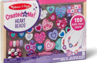 Melissa & Doug Jewellery-Making Kit, Multicolor, Sweet Hearts Bead Set, Over 120 Beads, 5 Cords