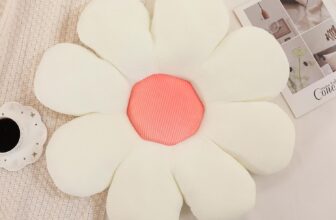 Menoeceus Flower Pillow Flower Shaped Throw Pillow Cute Floor Seating Cushion Decorative Cushions Seat for Bedroom Sofa Chair (White, 40cm)