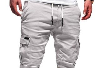 Mens Cargo Shorts, Knee-Length, Drawstring, Multi-Pocket, Elastic Waist, plus Size