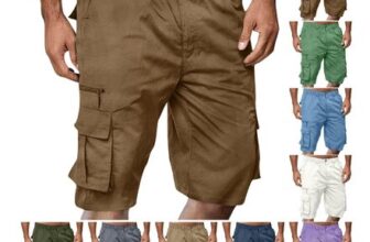 Mens Cargo Shorts, Knee-Length, Elastic Waist, Multi-Pocket, S-5XL