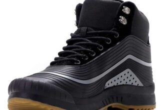 Mens Waterproof Winter Boots Fur Lined Non Slip Warm Outdoor Snow Shoes – Black Grey 12UK